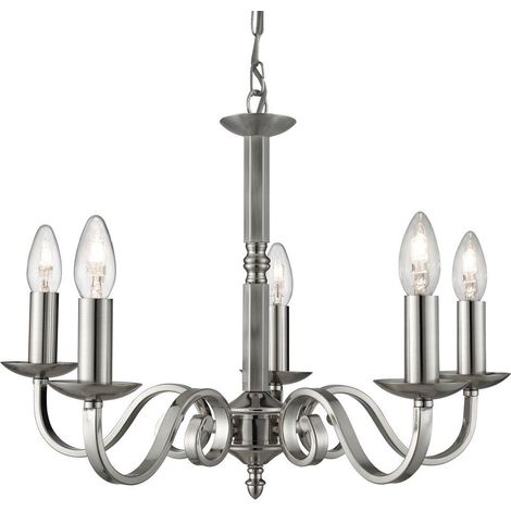 RICHMOND - 5LT Lustre plafond argent satiné E14 5x60w max Diam 52cm (1/3)
