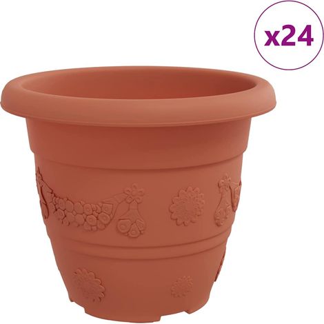 Maison Exclusive - Vaso Rotondo per Fiori 24 pcs Rosso Mattone Ø 22 x 18 cm