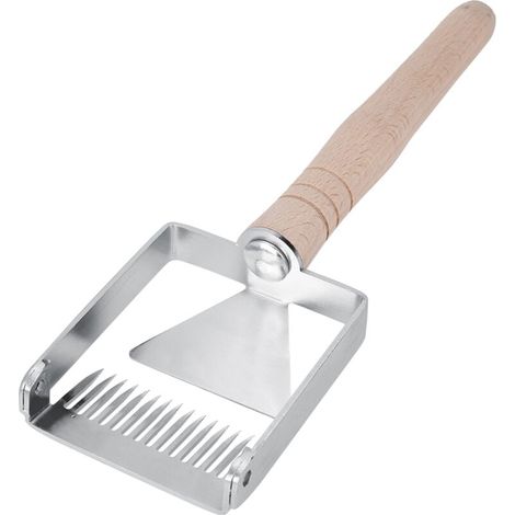 Honigschaber aus Edelstahl für Waben, Entdeckelungsgabel, Holzgriff (1/4)