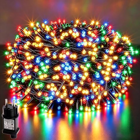 Guirlande Lumineuse Extérieure 10m 100LEDs Guirlande Lumineuse Sapin Noel Étanche, 8 Modes + minuterie + mémoire pour Décoration de Jardin, Cour, Maison, Noël, Mariage, multicolore (1/5)