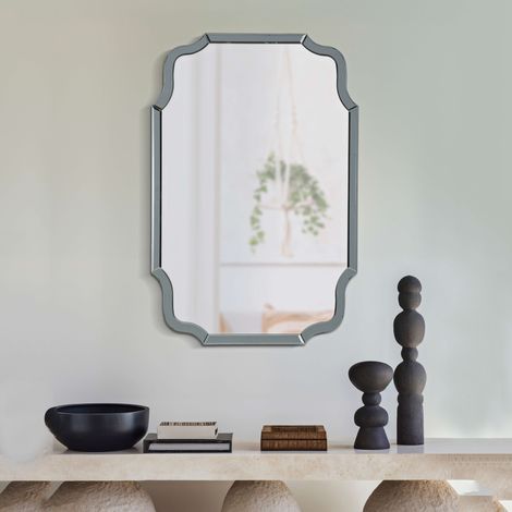 Specchio Jajce, Cornice Sagomata, Forma Rettangolare, Tipologia a Parete, 60x90h cm Grigio (1/5)