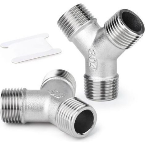 2 Stück 304 Edelstahl 3/8 Zoll BSP Außengewinde 3-Wege Y-Form für Wasser/Öl/Gas (1/5)
