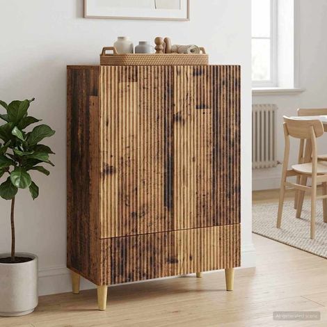 Buffet vaisselier avec tiroir et 2 portes, bois d’ingénierie, bois ancien, 66 x 34,5 x 95 cm - PANGIVO (1/5)