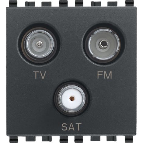 VIMAR - 20303 Toma de TV directa, FM y satélite con 3 salidas, gris