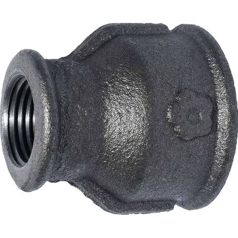 Manchon Réduit Fonte Malléable Noir  F/F EN 10242 pour Tuyauterie Ø A: 1/2''  Ø B: 3/8'' (1/2)