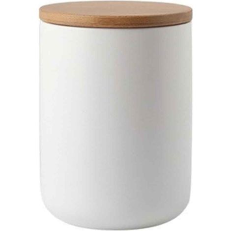3 bocaux en céramique hermétiques avec couvercle en bambou, pour épices, thé, café, céréales et noix, idéaux cuisine et décoration (1/5)