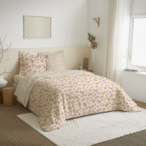 Parure de draps 4 pièces pour lit 140 x 190 cm Tanya multicolore - - (1/2)