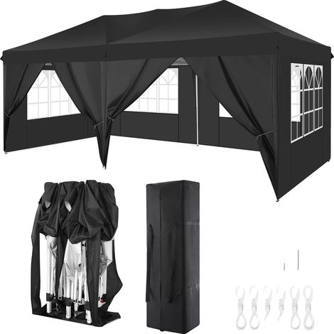 Carpa tipo toldo, material impermeable, altura regulable, color negro, 3x6 m (1/2)