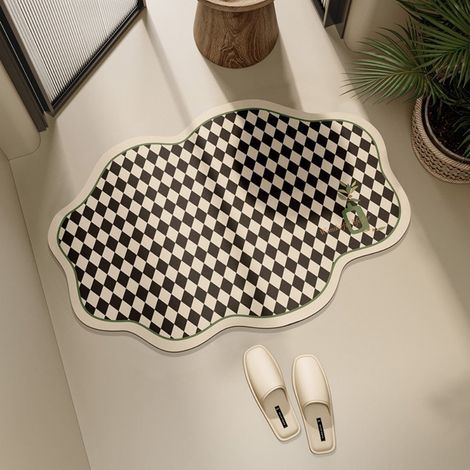 Genis Grid 4060cm Kieselgur-Absorptionsmatte mit unregelmäßigem Karomuster für Toiletten und Badezimmer, rutschfest, aus Kieselgur, für Badezimmereingänge (1/5)