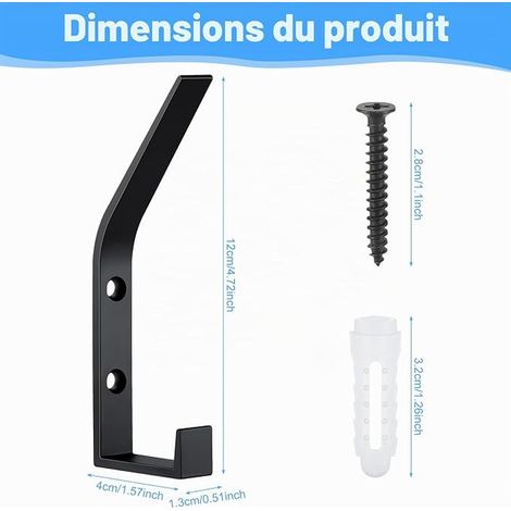Porte-manteaux pour panneaux acoustiques, Crochet mural pour panneaux muraux de armoire, Crochets pour vestes, manteaux, chapeau (1/3)