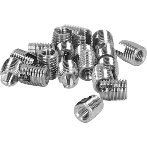 Lot de 20 inserts autotaraudeurs fendus en acier inoxydable pour la réparation de filetages, avec filetage femelle M5x0,8 et filetage mâle M8x1,0. (1/5)