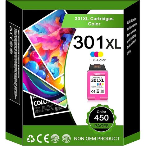 Cartouches d'imprimante 301XL, 301 Colour XL Remplacement des Cartouches d'imprimante HP 301 Colour Compatible avec HP DeskJet 2540 2050 2510 1050 1510 3050 1000 1010, pour Envy 4500 4504 5320 5530 (1/5)