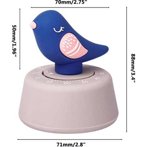 Minuteur de cuisine en forme d'oiseau mignon, alarme, minuteur, outil de gestion du temps, compte à rebours, rappel pour la lecture et la cuisine (1/5)