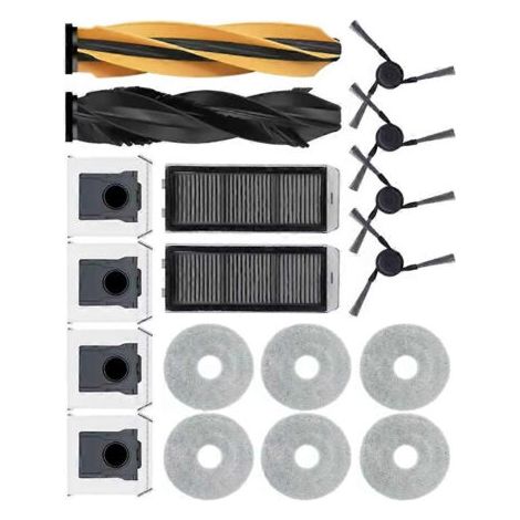 18 pièces pour aspirateur Dreame X50 Ultra/X50 Master/L50 Pro Ultra : rouleau, brosse latérale, filtre HEPA, lingette de nettoyage et sac à poussière