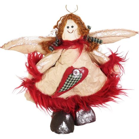 Ange de Noël en matière naturelle, rouge, 22 cm (1/2)