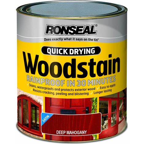Ronseal Quick Drying Exterior Woodstain in Satin Finish – Deep Mahogany, 250ml