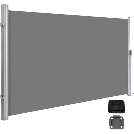 Persiana lateral retráctil protección visual parasol para balcón, terraza, terraza y jardín con fijación al suelo protección visual 180 x 350 cm gris 120001857 (1/3)
