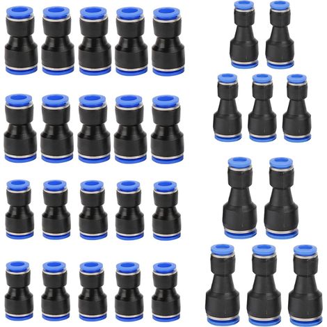 30 Pièces Raccord Pneumatique Réducteur 4-8, 6-8, 8-10, 6-12mm OD Connecteurs Pneumatiques en Plastique Raccord Rapide air Comprimé Raccords Réducteur Rapides Push pour Air Tuyau (1/5)