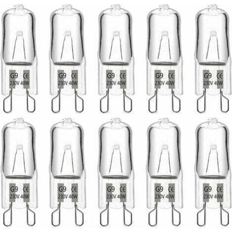 ampoule halogène G9 T4 40W 480LM 230V dimmable, 2900K blanc chaud, pour lustres, lampes d'armoire, lampes de paysage, appliques murales, (pack de 10) (1/4)