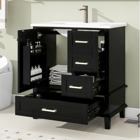 Mobile bagno con lavabo 76 x 46 x 83,5 cm nero HAVRYA (1/5)
