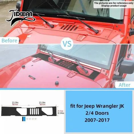 (Pour essuie-glace) Compatible avec Jeep JK Wrangler 2007-2017 : Seuil de porte, rétroviseur, pare-chocs arrière, bas de caisse, aile, essuie-glace avant. Film protecteur anti-rayures. (1/4)