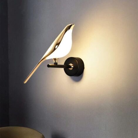 Lampe murale Magpie séjour TV fond Applique murale Lampe de chevet pour chambre d'hôtel de luxe Lampe murale rouge simple et créative pour oiseaux (Single-warm light) WD187 [Classe énergétique G]