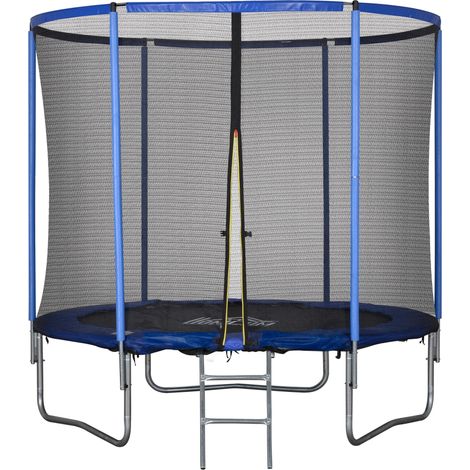 Trampoline d'extérieur, trampoline de jardin pour adultes avec filet de sécurité et bord rembourré, jeux de jardin et de maison, Ø 244 x 240 cm, bleu et noir (1/5)