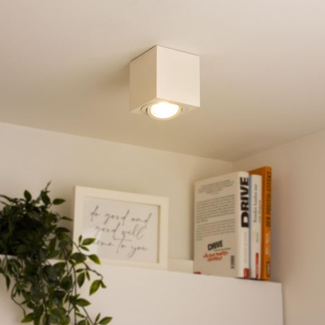 Eckiger Aufbaustrahler schwenkbar Deckenbeleuchtung - Farbe: weiß - LED Leuchtmittel: GU10 5W Warmweiß 230V 40° (1/5)