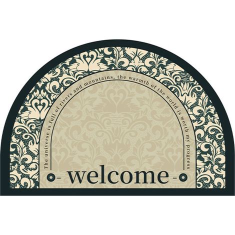 Tapis de porte demi-rond intérieur et extérieur, antidérapant et absorbant, 50 x 80 cm, lavable, idéal pour l'intérieur, l'extérieur, la chambre, la cuisine, l'entrée et le couloir. (1/3)