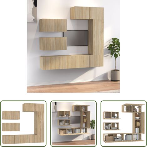 Meuble TV chêne sonoma - Ensemble de meubles TV 6 pcs Chêne sonoma Bois d'ingénierie (1/5)