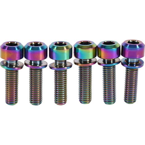 Vis de potence de vélo en titane M5 x 18 mm avec entretoise, lot de 6 (arc-en-ciel) (1/5)