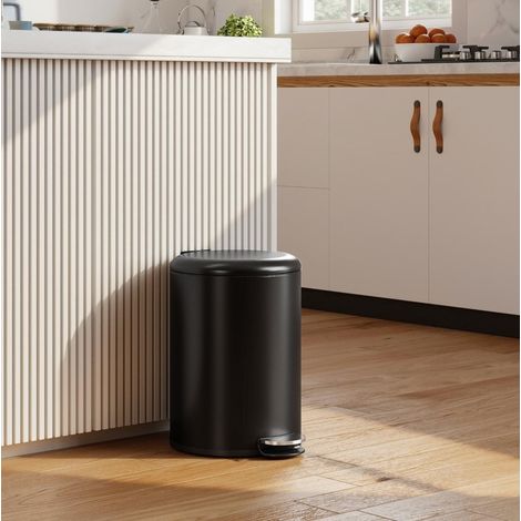 Poubelle de cuisine 20 L 36x30x44 cm en métal noir, gain de place pour cuisine ou bureau FloraGrace (1/5)
