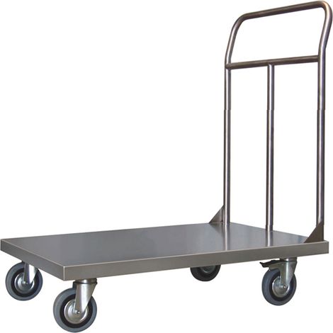 Pianale Grande mm 600x900 in acciaio inox AISI 304 con ruote girevoli di cui 2 ruote con freno