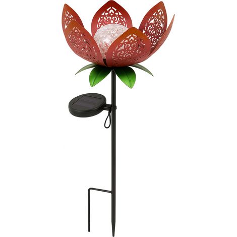 Lampada solare a LED a forma di fiore di loto, 80 cm, decorativa da giardino, IP65, luce bianca calda, sensore crepuscolare. (1/2)