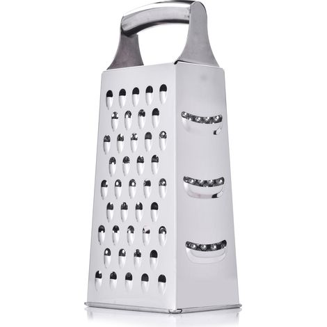 Un impresionante rallador de acero inoxidable de 4 lados para verduras y rodaballo. (1/2)
