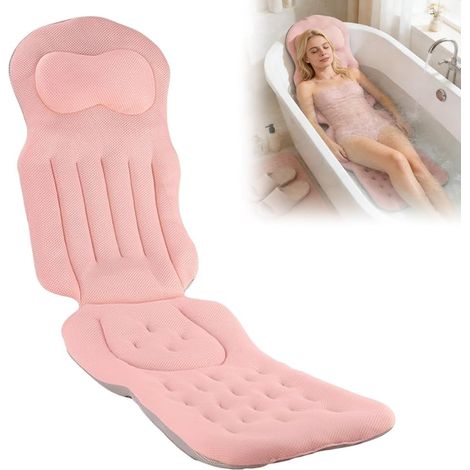 Tapis Jacuzzi pour Baignoire, Coussin Baignoire Adulte, Tapis a Bulles pour Baignoire avec Appui-Tête, Soutien du Corps et Ventouses, Antidérapant Matelas de Bain pour Baignoire (1/5)