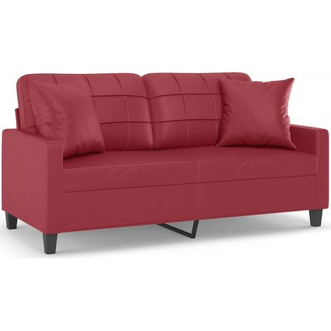 Canapé 2 places，Sofa pour Salon，Banquette avec oreillers bordeaux 140 cm similicuir CFW345466 (1/5)