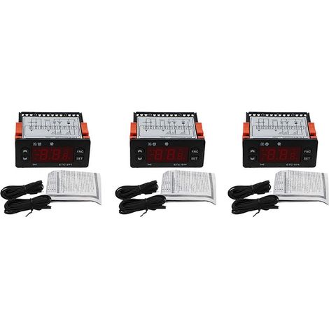 3x ETC-974 Digitaler Temperaturregler, Mikrocomputer-Thermostate, Thermostat, Kühlschrankalarm, 220 V, NTC-Sensor (1/5)