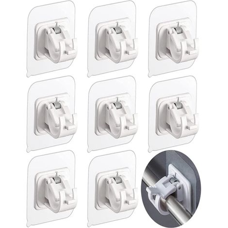 Soportes autoadhesivos para barras de cortina, 8 unidades, blancos (8 piezas, blanco)