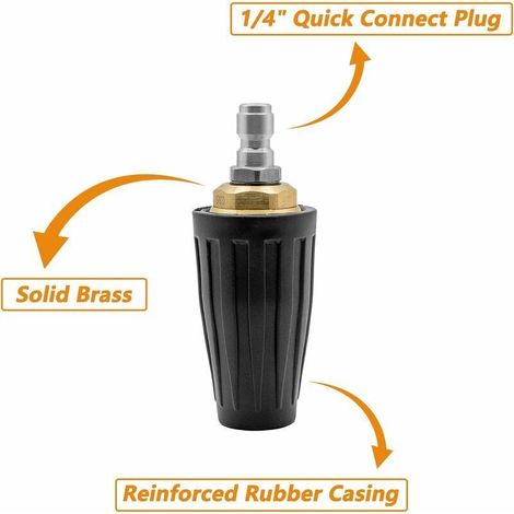 Ugello rotante ad alta pressione, punte per ugello rotante turbo da 3600 lb/in², ugelli rotanti a connessione rapida da 1/4" per idropulitrici ad acqua fredda (040) (1/4)