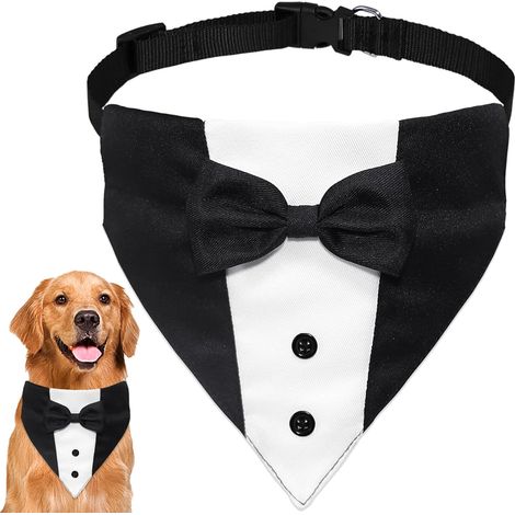 Hunde-Smoking mit Fliege, verstellbares Partykleid für Hunde, Verlobungs-/Jubiläumskleid, geeignet für kleine, mittlere und große Hunde – Größe L