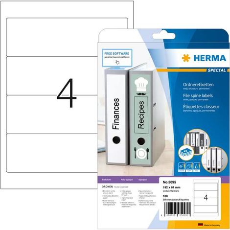 Herma Etichetta per raccoglitore da ufficio 5095 61 x 192 mm Carta Bianco A tenuta permanente 100 pz. (1/3)