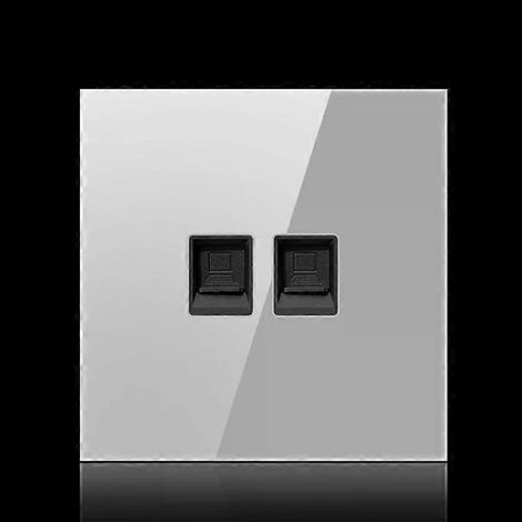 Panneau de commande rond en verre trempé gris avec interrupteur LED 86 mm et double prise. (1/5)