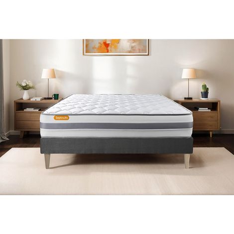 Ensemble matelas sommier Memo spring 140 x 190 cm - Couleur : Gris (1/5)