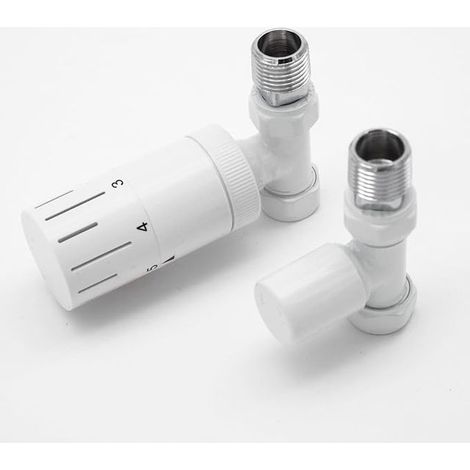 Radiator Valves, Radiator Valve Kit with Thermostat, 1/2" Front and Return Connector for Heater, Side Fitting, Passage Shape (1/5)