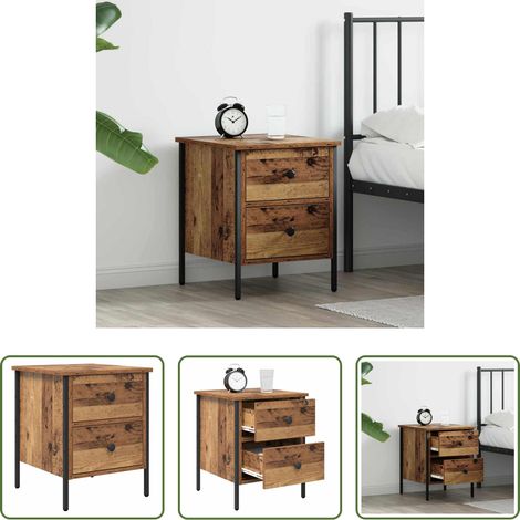 vidaXL Rangement - Cabinet de Chevet avec tiroir Bois ancien 40 x 42 x 50 cm (1/5)