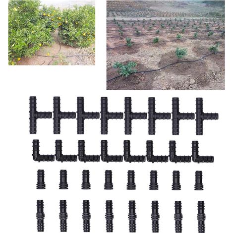 Set mit 32 T-Stücken für Tropfbewässerungssysteme, kompatibel mit 1/2-Zoll-Rohren, für Garten oder Gewächshaus. (1/5)