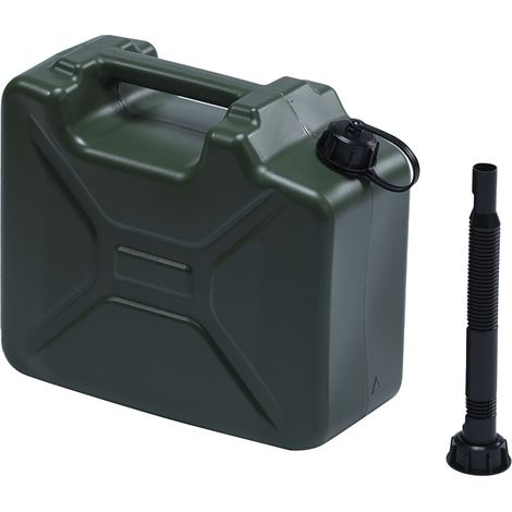 Kraftstoffkanister ideal als Benzinkanister und Dieselkanister verwendbar, Armeemodell grün 10 Liter - HDPE
