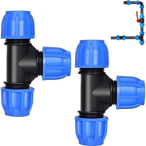 2 Pièces Raccord Tuyau 25Mm Té Pour Tuyau Pe80/Pe100, Pour Arrosage, Eau, 20Mm (1/5)