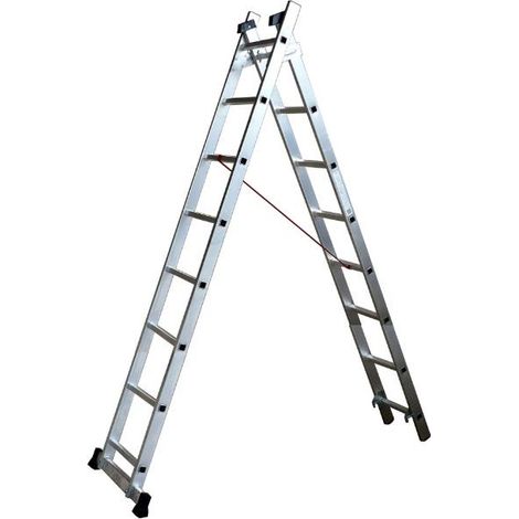 Escalux – Échelle aluminium transformable 2 x 8 – Hauteur 4,62 m – Charge max 150 kg – Gros embouts antidérapants – Conforme norme NF EN 131